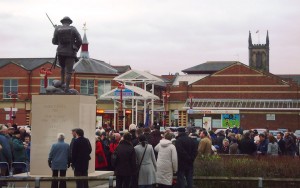 The crowds watch the unveiling
