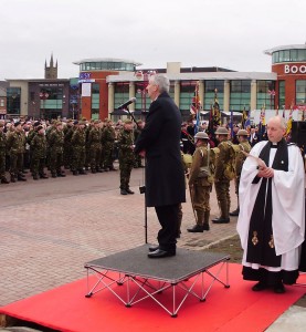 Rev. Tim Wilby at the unveiling of the Chorley Pals Memorial in 2010