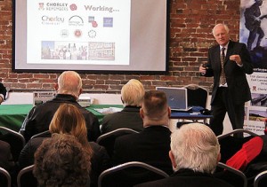 Steve Williams presenting a Chorley Remembers talk